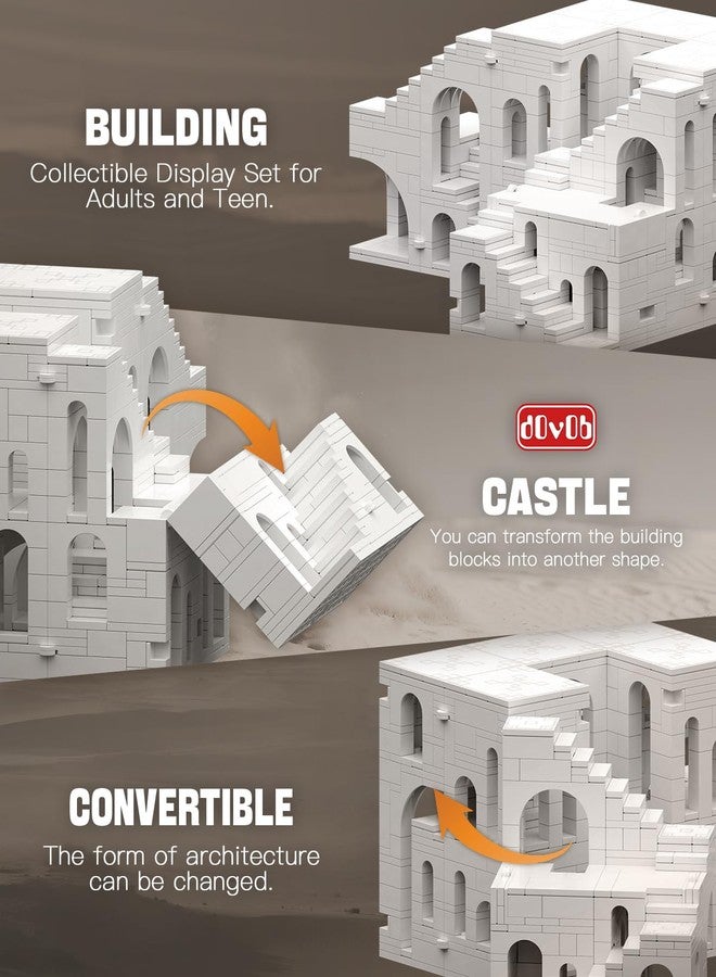 dOvOb Architectural Transformable White Castle Building Blocks Set - 1170PCS Construction Magic Maze Mode Collectible Display Set for Adults and Teenagers - Image 3